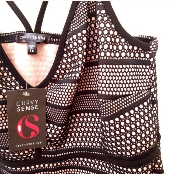 CURVY Sense Stretch Black and Tan Dress Size 1X - Picture 3 of 7